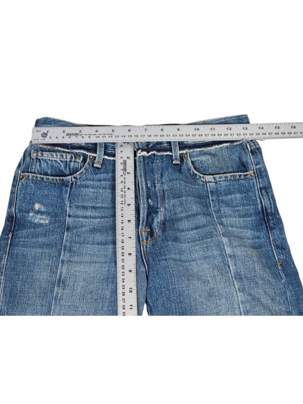 FRAME Womens Le Original Wetherly Mix Crop Jeans Size 24 Blue Raw Hem Distressed - Picture 4 of 13